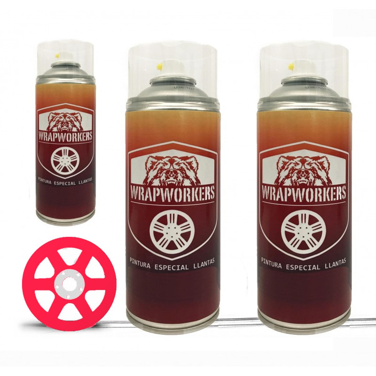 Spray wheel paint kit · matte fluo red