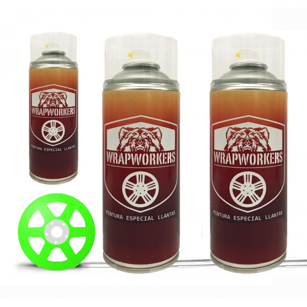 Spray wheel paint kit · gloss fluo green