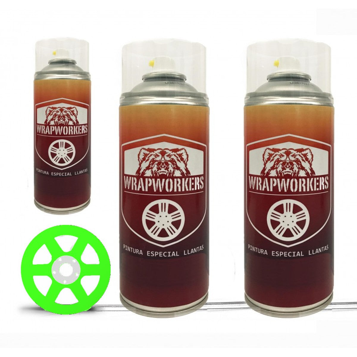 Spray wheel paint kit · matte fluo green