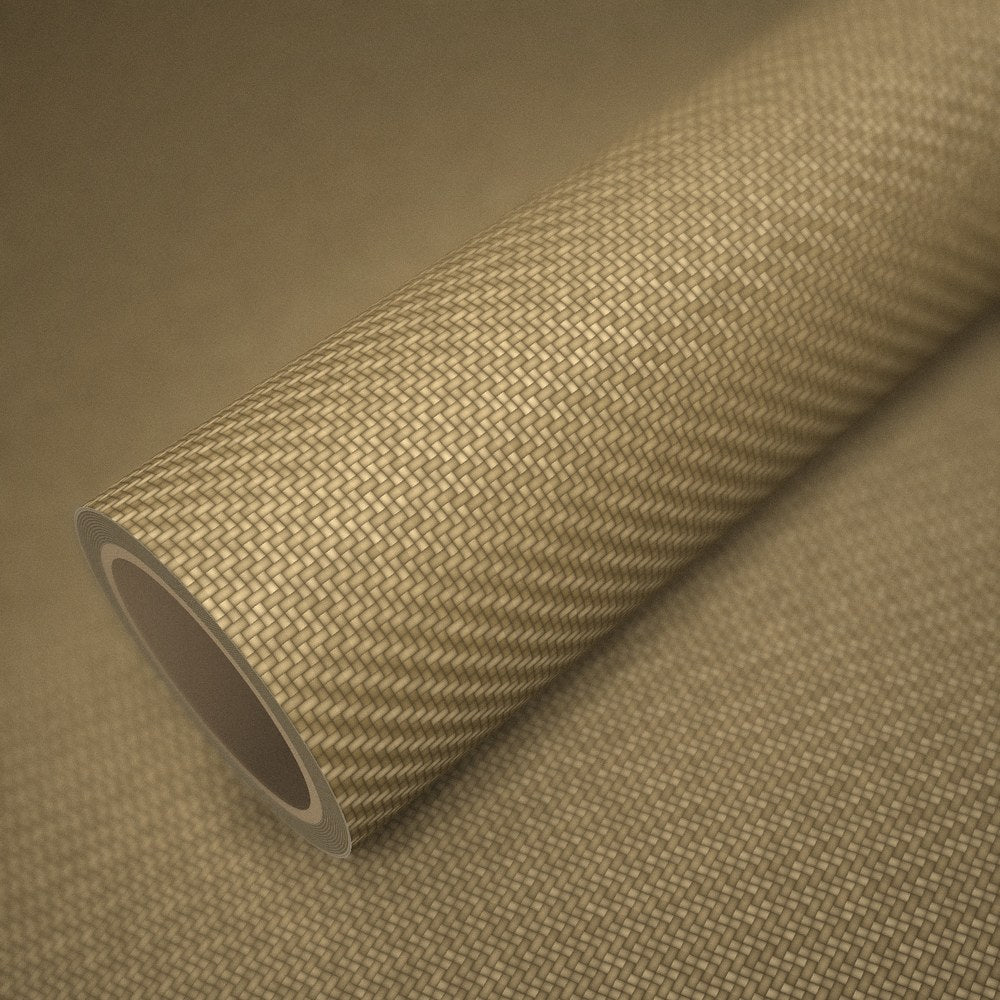 Roll of gold carbon vinyl wrap on a sheet of the same vinyl
