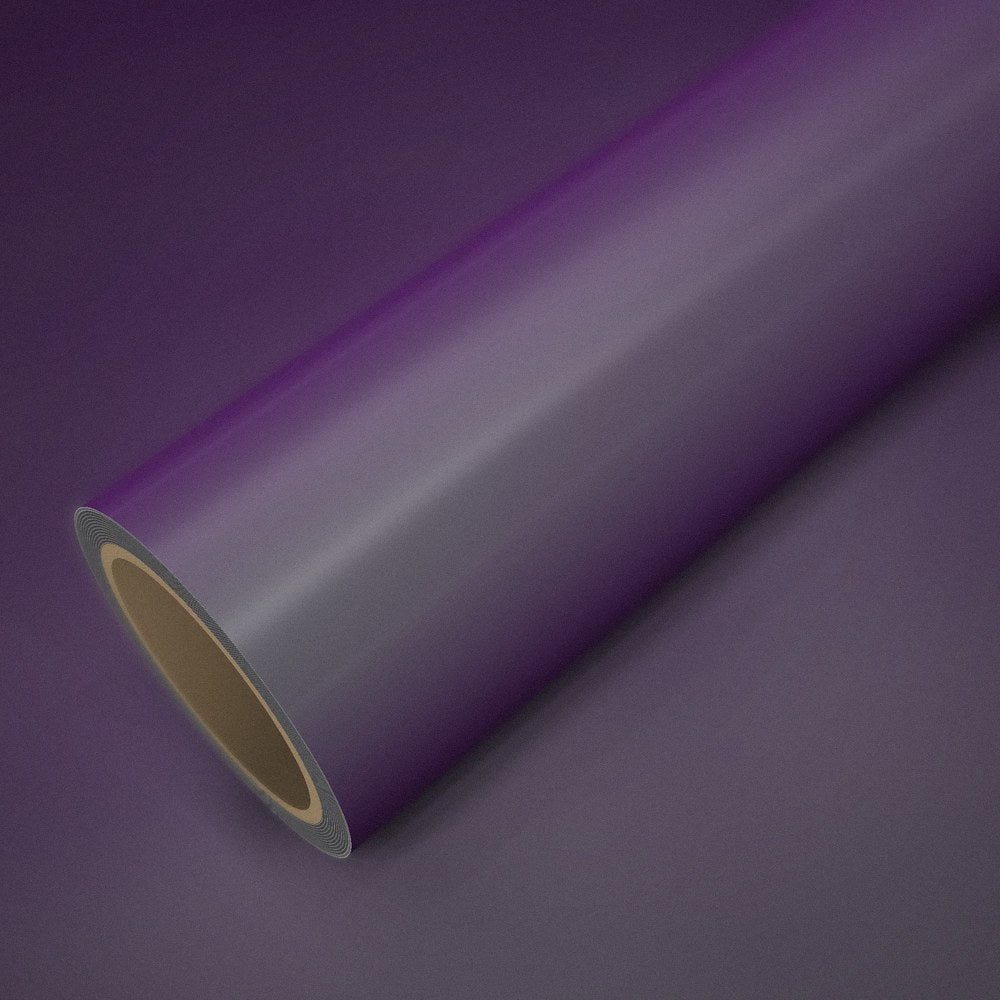 Roll of ICR® magic grey to purple vinyl wrap on a sheet of the same vinyl