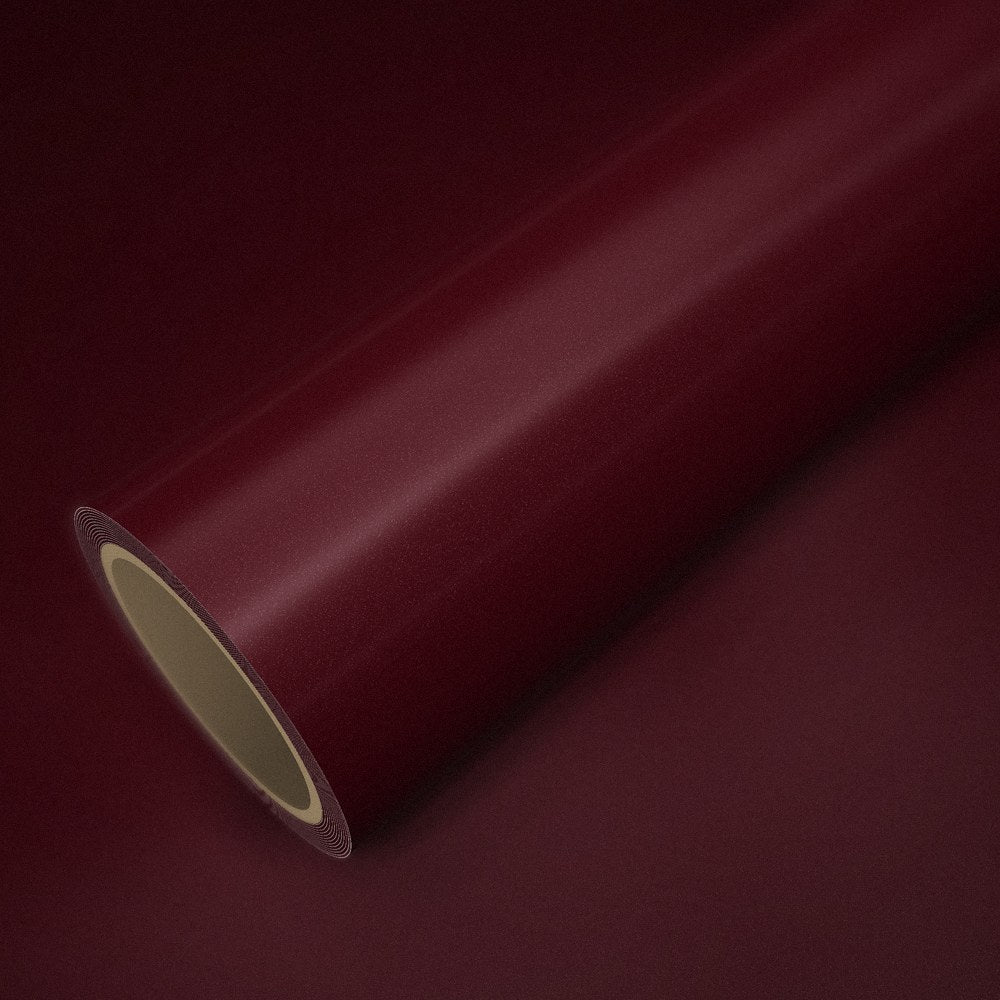 Roll of ICR® Rioja wine red vinyl wrap on a sheet of the same vinyl